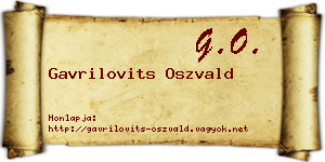 Gavrilovits Oszvald névjegykártya